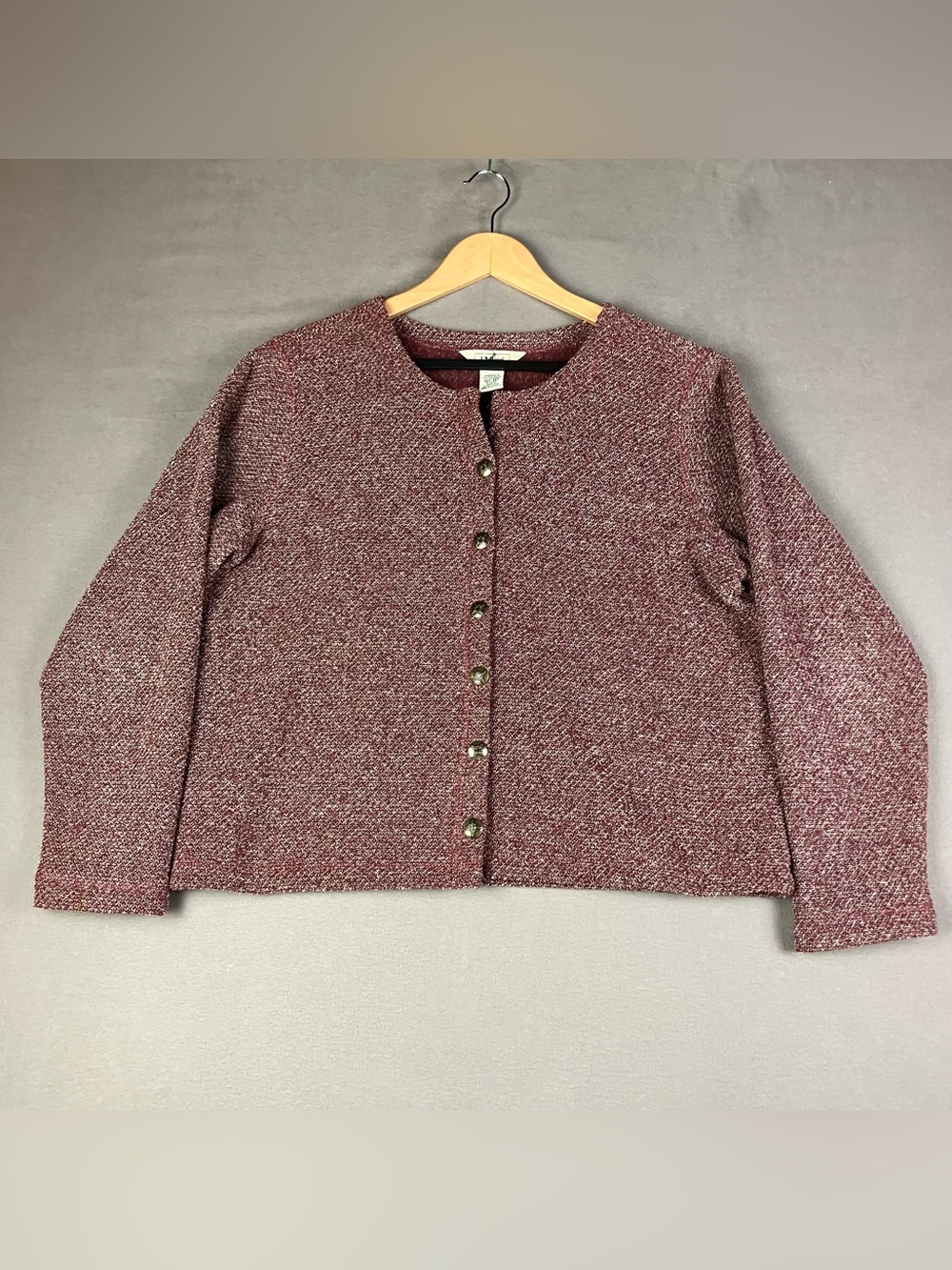 L.L. Bean Women’s Size M Burgundy Button Up Cardigan Sweater (Read)